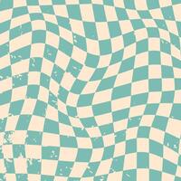 Twisted checkered colorful background. Abstract . Retro wavy psychedelic checkerboard vector