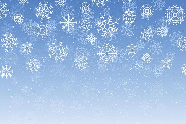 Simple snowflakes background. Snowfall weather white blue . Snow hurricane landscape.