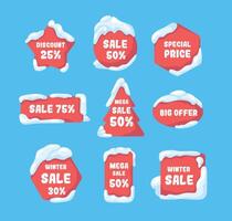 Winter and snow design for badges and labels of sales isolated. For ad, cover , sale template design vector
