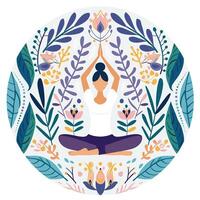 Yoga pose inside a circular design vector