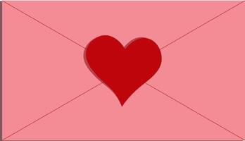 Pink envelope with heart. Valentine's Day letter. vector