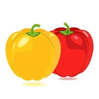 Red and yellow bell pepper vegetables on white background vector