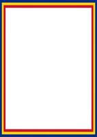 A4 frame with tricolor ribbon border in the colors of the Romanian flag, blank, with copy space vector