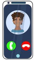 Mobile phone, phone screen with call of a boy, flat design, isolated on white vector