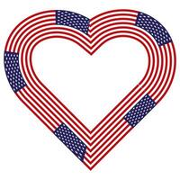 USA flag in heart shape, heart frame, patriotism concept vector
