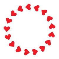 Red hearts on circle frame with white copy space vector