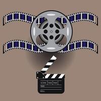 A film reel and a clapperboard vector