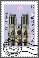 Postage stamp with the architecture of Paris. . vector