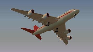A four-engine passenger plane is flying. . vector