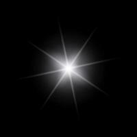 White sparkle lights, flashing lights, light effects, sunlight lens flare, glowing ray beams, sparkling starsicon on black background. vector