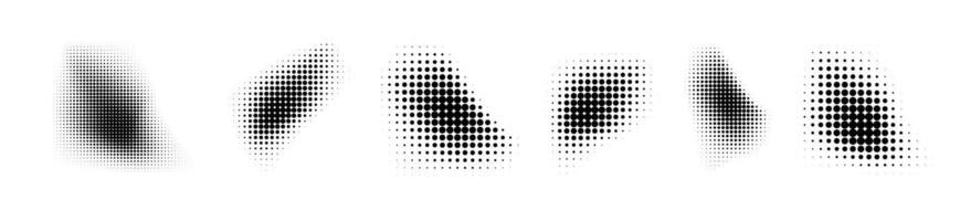 Dotted halftone waves. Abstract shapes, wave effect dotted gradient. Halftone graphic dots waves. Wave dotted halftone. vector