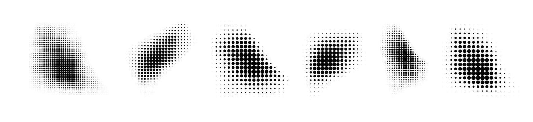 Dotted halftone waves. Abstract shapes, wave effect dotted gradient. Halftone graphic dots waves. Wave dotted halftone.