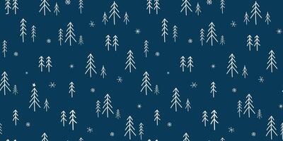 Seamless pattern with abstract simple silhouettes of Christmas trees and snowflakes. Monochrome winter print. vector