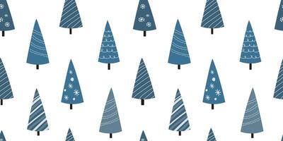Seamless pattern with abstract simple triangular fir trees. Festive winter print. vector