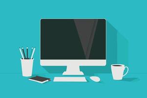 A computer on the desk vector