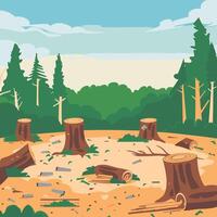 Deforestation with tree stumps and litter vector