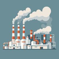 Factory with smoke rising into the air vector