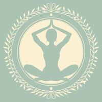 Yoga pose inside a circular design vector
