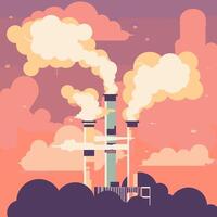 Smokestacks releasing pollutants into clouds vector
