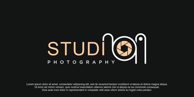 Studio photography icon logo design with creative concept Premium vector