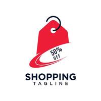 Shopping icon logo design with price tag creative unique concept Premium vector