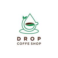 Coffe icon logo design with drop creative concept Premium vector