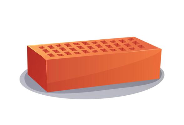 Construction brick in cartoon style. Material for building. illustration on white background.
