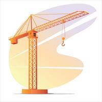 Construction crane for erecting buildings. Necessary machine at the construction site. illustration in cartoon style. vector