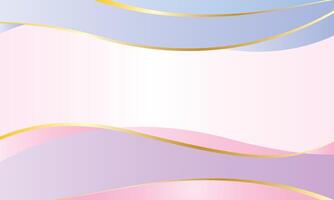 Abstract background dynamic wavy shapes pastel colors with gold lines vector