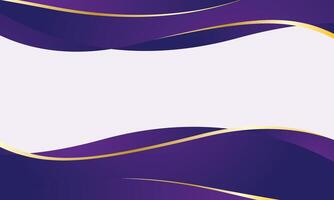 Abstract background of purple dynamic wavy shapes with gold lines vector