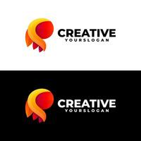 abstract letter p icon gradient logo design vector