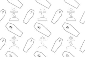 A simple and eerie Halloween coloring page with coffin and cross patterns. Ideal for Halloween activities and crafts. vector