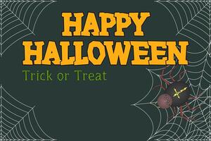 A spooky Halloween greeting card featuring a spider on a web with Happy Halloween text. Perfect for seasonal decor and invitations. vector