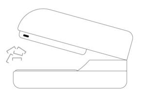 Simple back-to-school coloring page featuring a stapler and staples. Perfect for educational activities or creative fun. vector