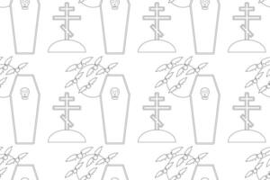 A spooky Halloween graveyard coloring page featuring bats, coffins, and crosses. Perfect for kids creative holiday projects. vector