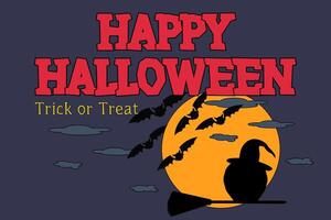A spooky Halloween scene with a witch silhouette, bats, and a glowing moon. Perfect for holiday designs, decorations, and invitations. vector