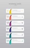 Modern business infographic template with 6 options or steps icons. vector