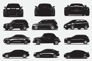 Car Silhouette set and White Background vector