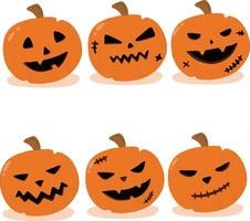 A set of Halloween pumpkin on white background. vector