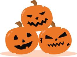 A set of Halloween pumpkin on white background stacked on each other vector
