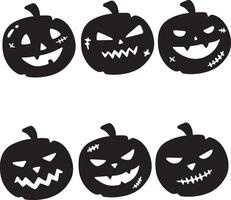 A set of Halloween pumpkin on white background, Jack-o-Lantern on white background. vector