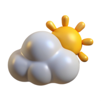 A cloud and sun are shown in a 3d rendering png