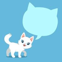 Cartoon character cute white cat with speech bubble vector