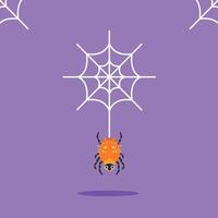 spider logo with hanging web. Scary insect Halloween decoration, suitable for posters and web icons vector