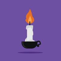 white candle with flame. Spooky Halloween decoration suitable for posters and web vector