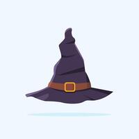 Halloween witch hat illustration isolated. Witch hat with buckle on white background. Design element for Halloween. vector