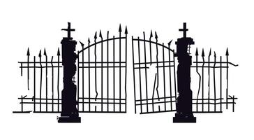 Broken gate illustration for spooky atmosphere. suitable for halowin and antique use vector