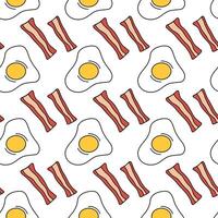 Cute seamless breakfast food pattern with egg and bacon. Morning Background. flat illustration. vector