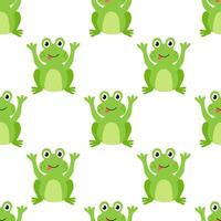 Seamless Pattern with Cute frog sit and show tongue. flat illustration. vector