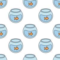 Seamless Pattern. Aquarium with fish. flat illustration on white background. vector